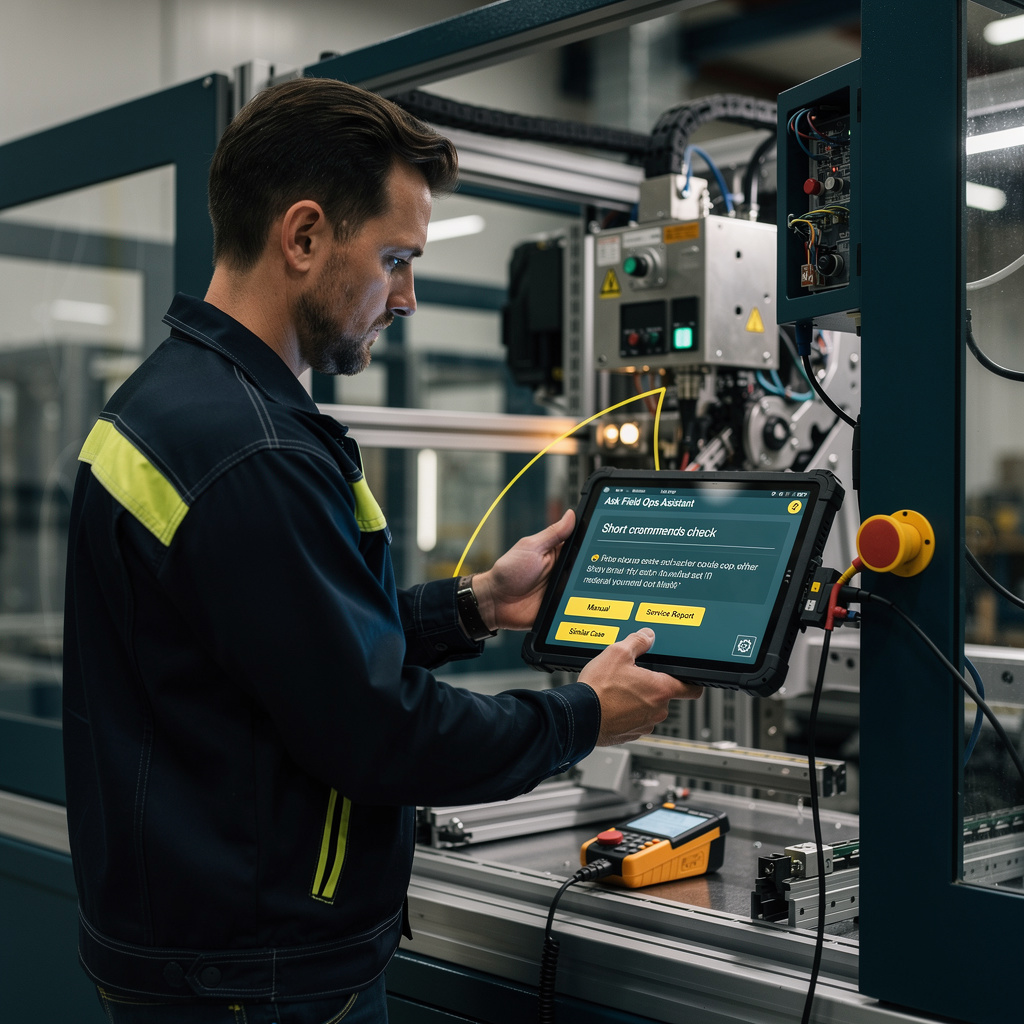 Technician uses contextual AI search during troubleshooting